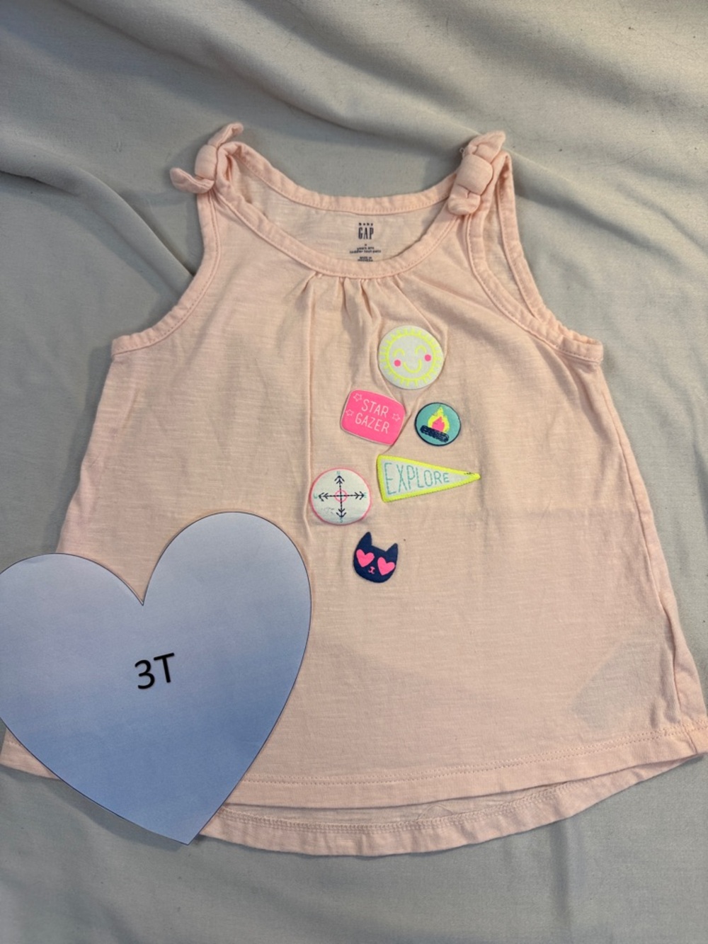 GAP Pink Tank Top with Colorful beach patches